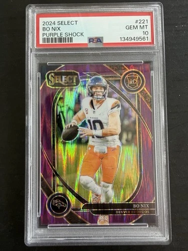 2024 Panini Select Bo Nix RC PSA 10 #221 Purple Shock Prizm /360 Club Level 🔥
