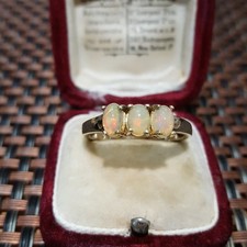 Gold Plated Sterling Silver Ring Ethiopian Opals Jewellery UK Size T.5 / EU 61