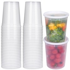 32 oz Deli Containers with Lids, 60 Pack Food Storage Cups