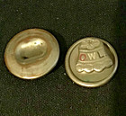 OWLS! VTG pair of Older Women's League pewter men's shirt studs, bell shaped — photo 2