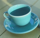 FIESTA  Turquoise Blue RETIRED Coffee Cup and Saucer set.