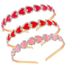 3PCS Valentine S Day Heart Headbands for Women Glitter Rhinestone Heart Hairband