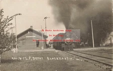 Depot, Wisconsin, Black Earth, RPPC,Chicago Milwaukee & St Paul Railroad Station