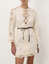 NEW W/TAGS ZIMMERMANN Awaken Embroidered Linen Tunic Dress Size 1 Aus 10 US 6