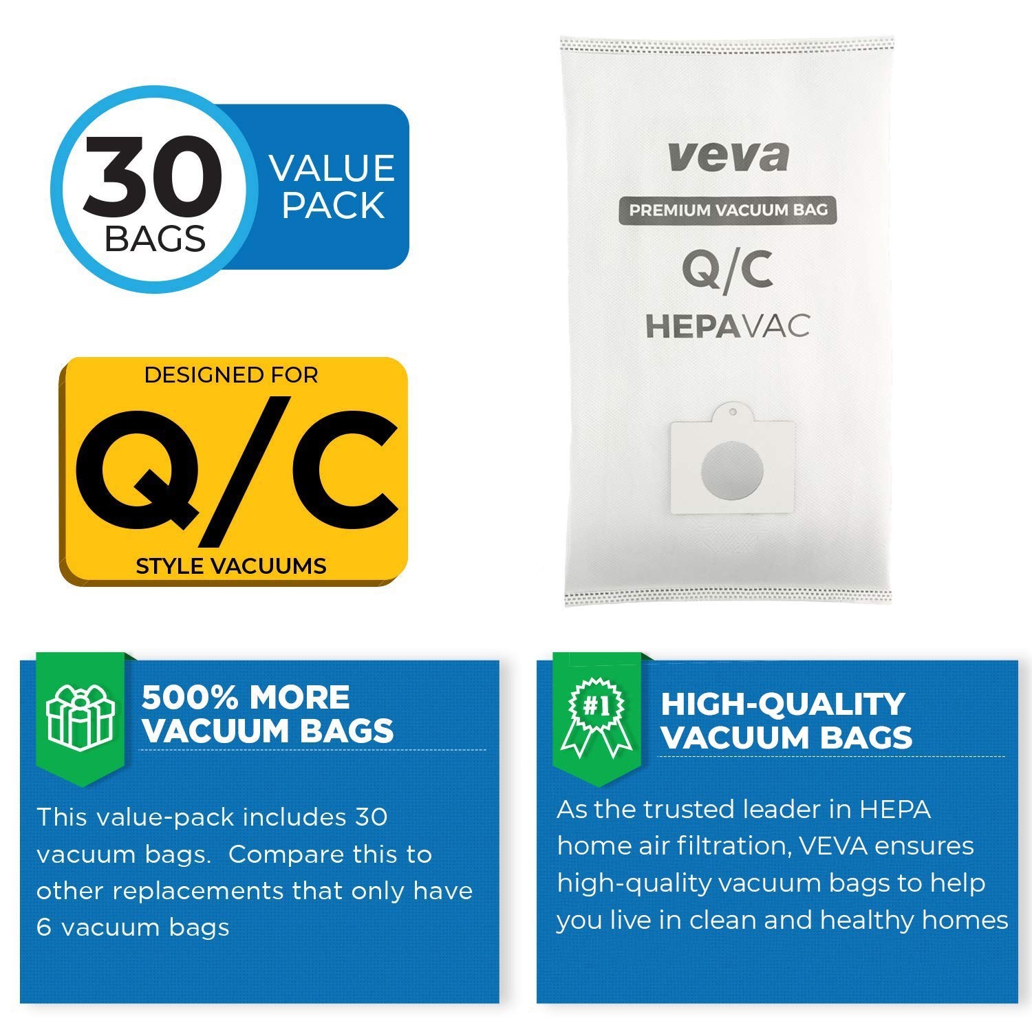 30 Pack Type Q/C 53292 HEPA Vacuum Bags for Kenmore Canister Vacuum Cleaners ...