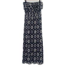 SWEET PEA Dress Size Large Maxi Long Y2000s 2K Strapless Gray Lightweight Ruffle