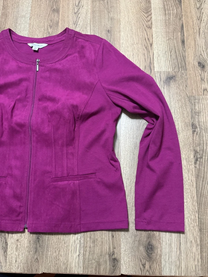 Camisa Studio Works, Para Mujer Talla 14, Púrpura, Manga Larga, Cremallera Completa Foto 4 de 4