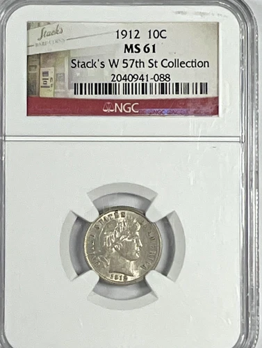 1912 Barber Dime :  NGC MS61