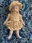 Antique 4.5" ALL BISQUE Miniature YOUNG GIRL Doll CUSTOM OUTFIT — photo 2