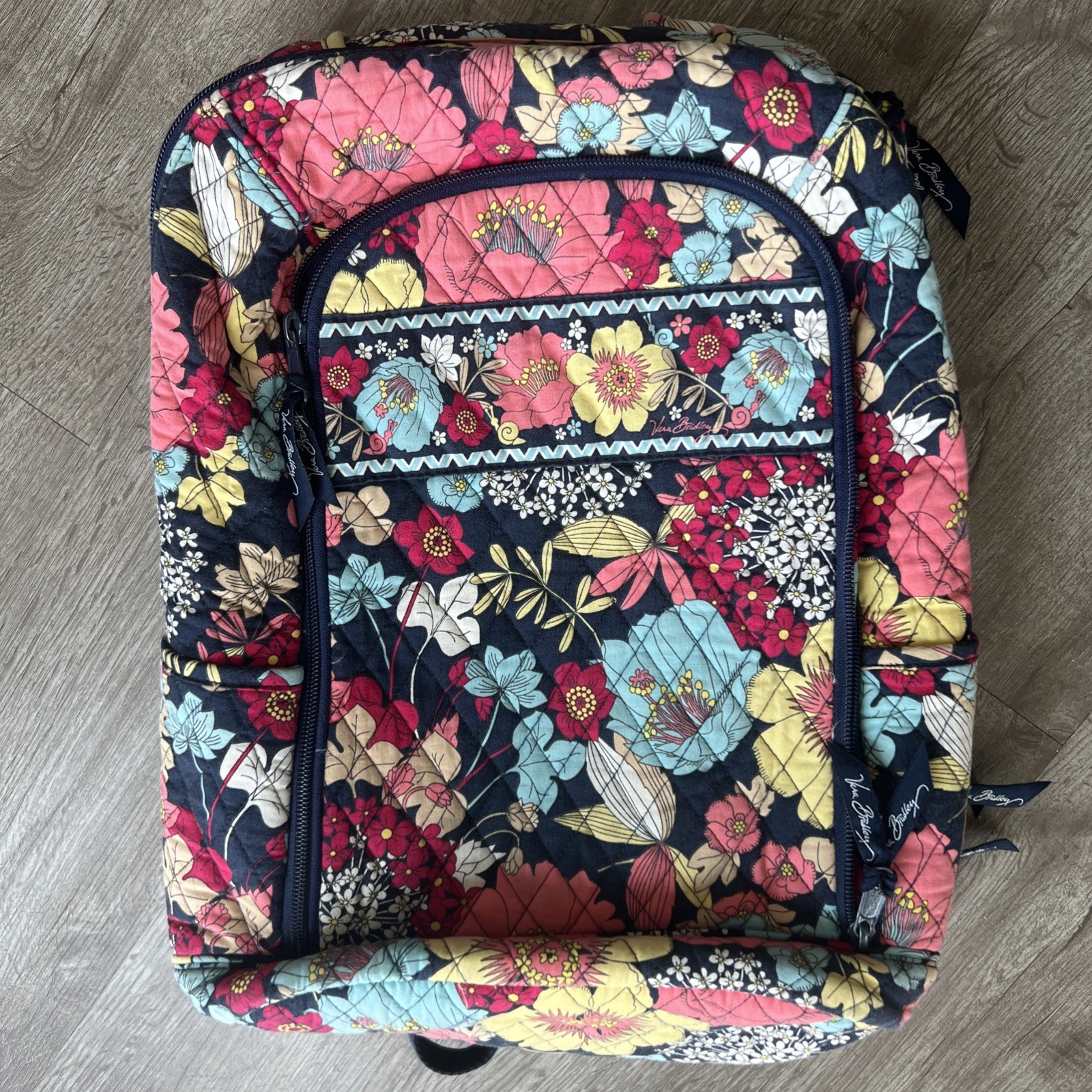 Vera Bradley Floral Paisley Backpack Multicolor Pink Happy Snails Pattern Travel