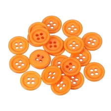 22 Pcs Resin Round Buttons for Craft, 4 Holes Sewing Snaps, Orange (15mm)
