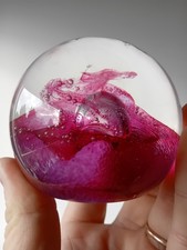 Caithness Glass Fireball Paperweight - Pink - Approx 3" - Colin Terris