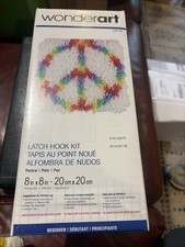 Wonderart LATCH HOOK KIT PEACE SIGN - Shaggy 8  X 8  NEW Sealed Box 426139
