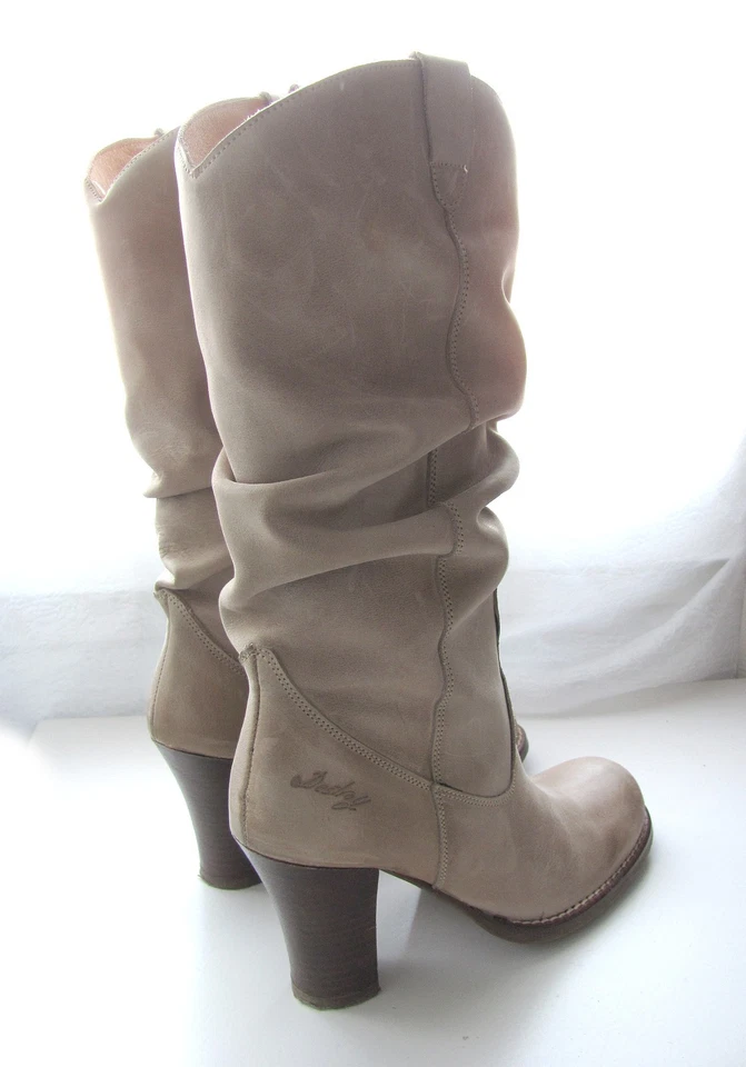 DESTROY VINTAGE 90s Y2K SLOUCHY WESTERN COWBOY KNEE HIGH HEEL LEATHER BOOTS 39 6 - Imagen 3 de 4