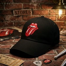 The Rolling Stones Classic Tongue Logo Black Baseball Cap Hat - New