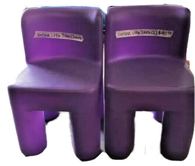 Vintage 1990's (Set 2) Little Tikes Purple Child Chairs Sturdy Plastic Chunky 