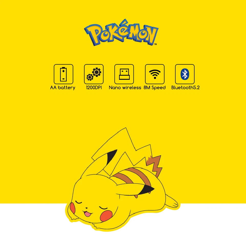 Pikachu Wireless Mouse 1200DPI Pokemon Bluetooth Limited Edition with Mouse PadA - Image 2 of 4