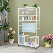 Floor Mount Mobile Ribbon Holder Organizer with Wheels and Ample Storage Space
