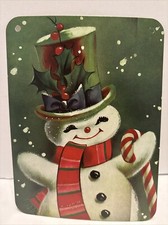 Christmas Wall Decor Holiday Vintage Style Die Cut Cardboard Snowman 4.5 X 6