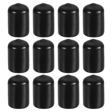 12 Pcs 9/16" ID Round Rubber End Caps Flexible Rubber Bolt Covers Caps Black