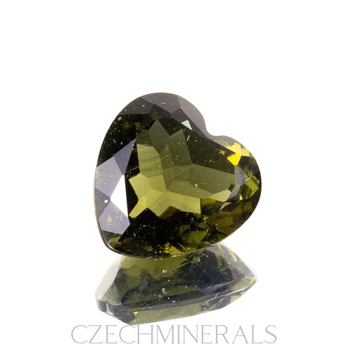 3.81ct MOLDAVITE tektite faceted loose gem HEART 11x11MM #CM313 - Picture 2 of 4