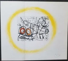 Joan Miro "Bird Activities II"  Mounted offset Lithograph Limited ed 1972