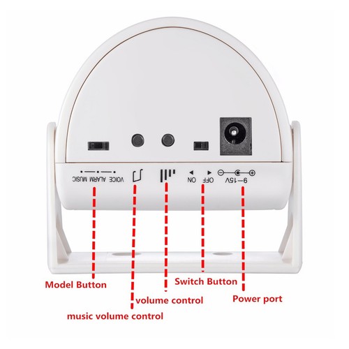 Timbre con sensor de movimiento 32 canciones 4 niveles de volumen interior comercial puerta entrada ajuste - Imagen 4 de 23