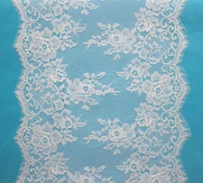 LOT 3 Meters White Rayon Chantilly Eyelash Double Edge Lace Trims Width 35 CM 