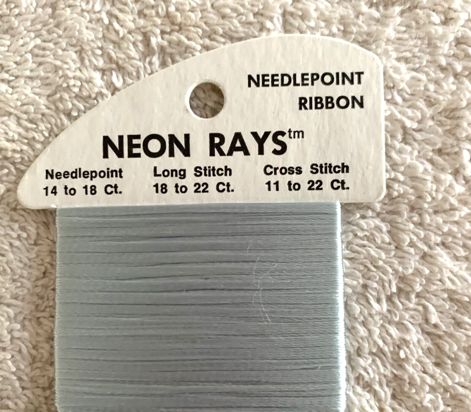 Rainbow Gallery Neon Rays Needlepoint Ribbon Rayon 1 Card 10 yards N 54 Blue - Image 3 of 4