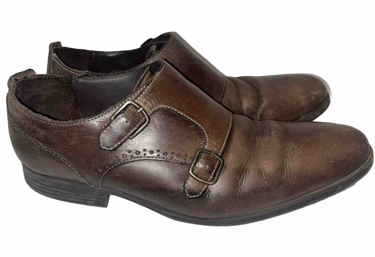 Cole Haan brown GENUINE LEATHER DOUBLE MONK STRAP CASUAL DRESS MEN SHOES Sz 