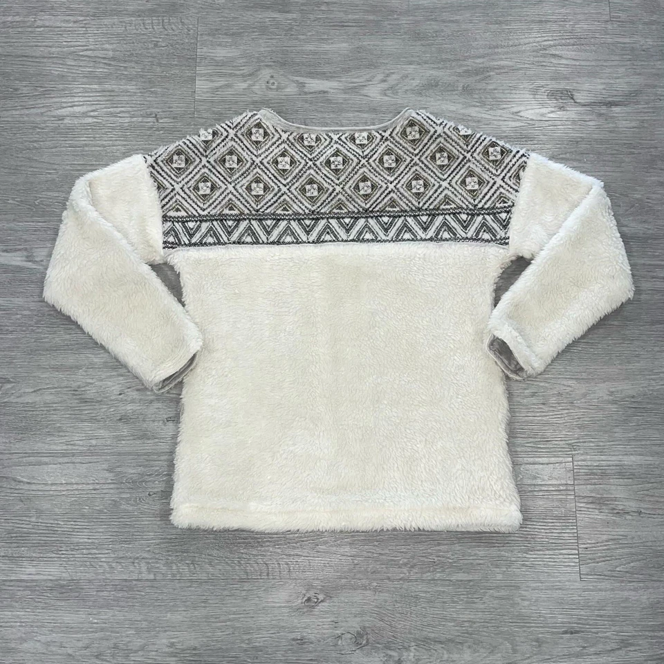 Suéter Pullover Sundance Para Mujer Pequeño Blanco Haven Sherpa Polar Bordado Foto 2 de 4