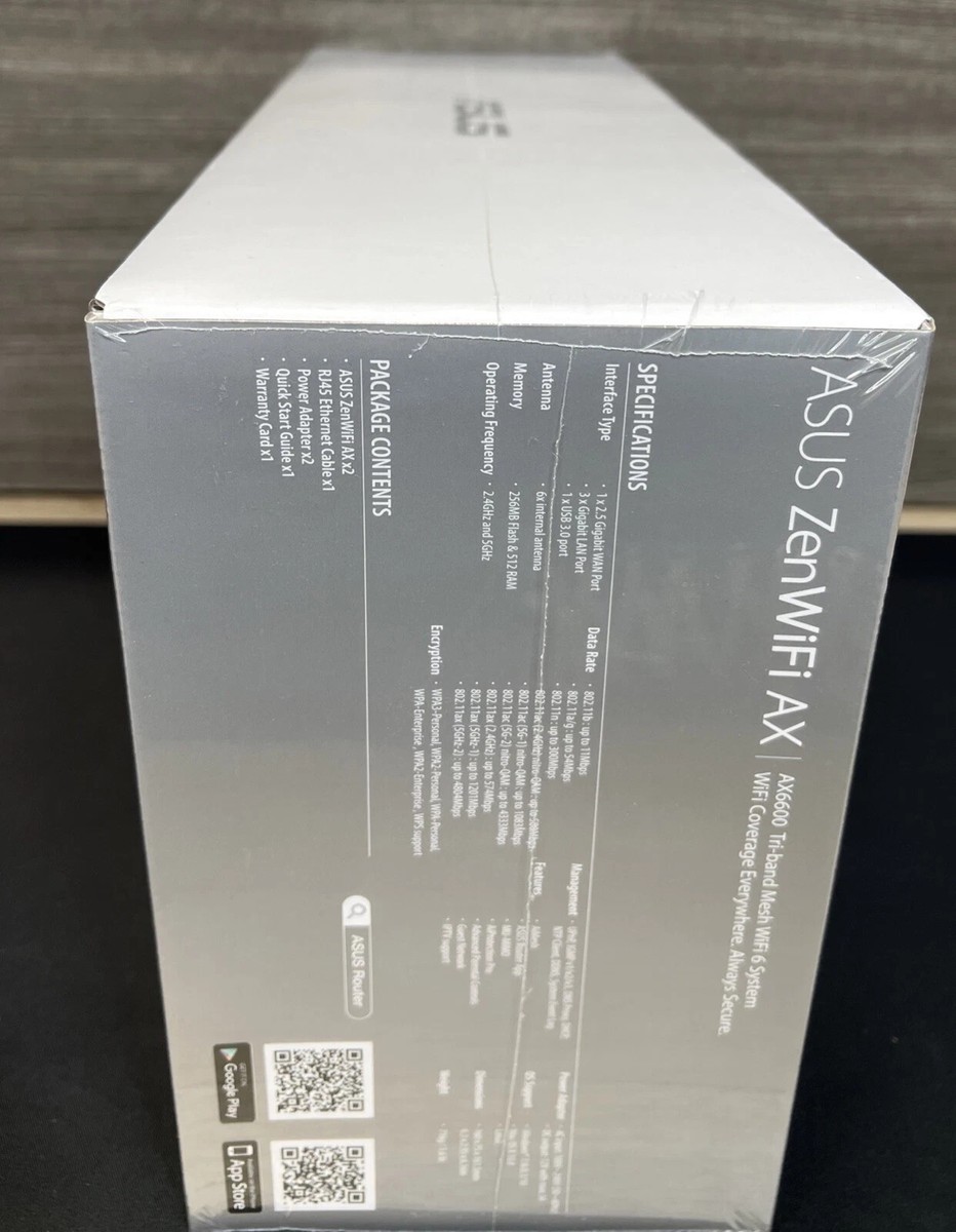 ASUS ZenWiFi XT8 Tri-Band Mesh Wi-Fi 6 System - White (Set