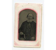 MAN W/ GREAT BEARD + BOOK/BIBLE, TINTYPE STUDIO PORTRAIT 1/6 PLATE