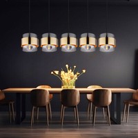 Pendellampe HäNgeleuchte Wohnzimmerlampe Glas Rauchfarben E27 4 Flammig H 120 Cm