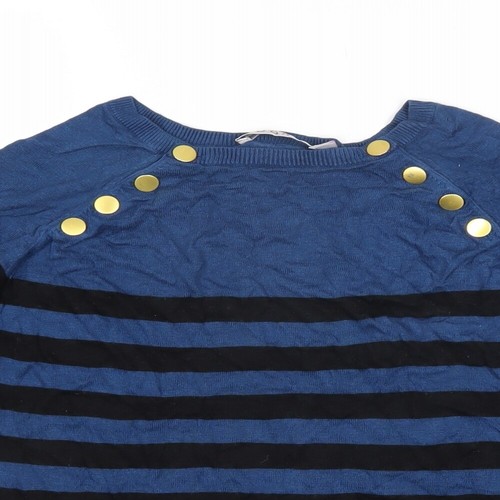 Kookai Womens Blue Boat Neck Striped Acrylic Pullover Jumper Size 2 - Picture 3 of 10