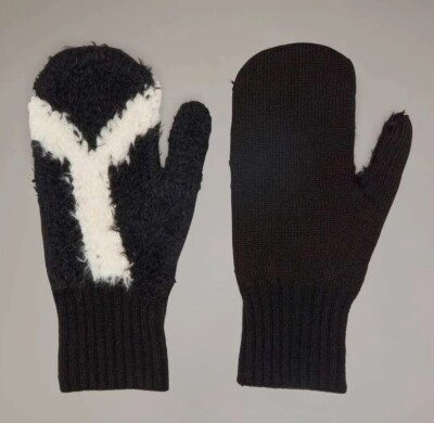 Y-3 YOHJI YAMAMOTO X ADIDAS BLACK LOGO UNISEX MITTENS GLOVES