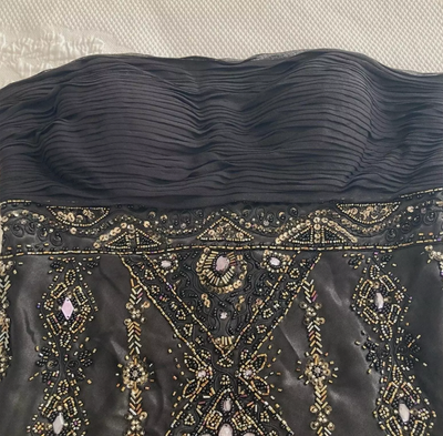 Sue Wong flapper designer Y2K vintage feather beaded strapless dress size