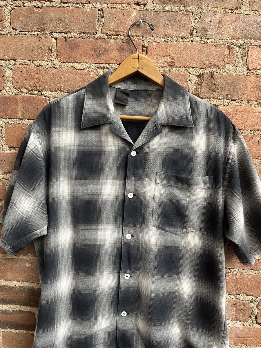 N.Hoolywood Men's Camp Shirt, Sz 38, Shadow Plaid 100 N.Hoolywood Men's Camp Shirt, Sz 38, Shadow Plaid 100