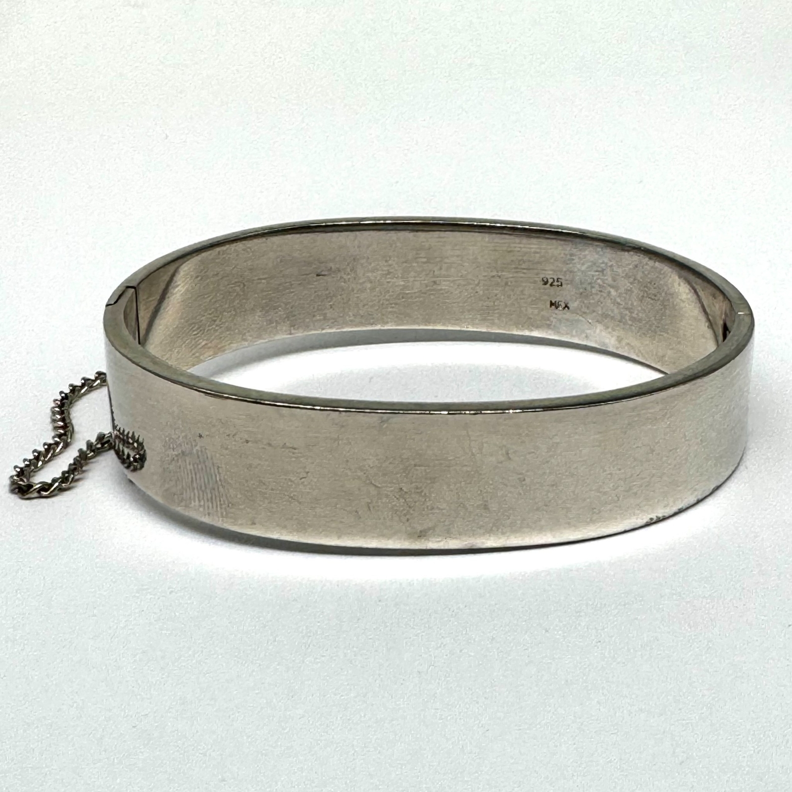 Heavy Sterling Silver 15mm Solid Oval Hinged Bang… - image 2