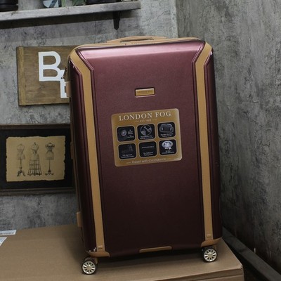 London Fog Check-in Expandable Spinner Suitcase Hard Shell Merlot Red 31.5''