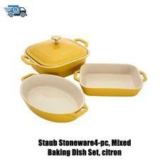 Staub Stoneware4-pc, Mixed Baking Dish Set, citron