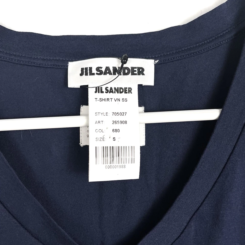 Camiseta Jil Sander Mujer Pequeña Azul Marino Algodón Manga Corta Elastizada Foto 4 de 4