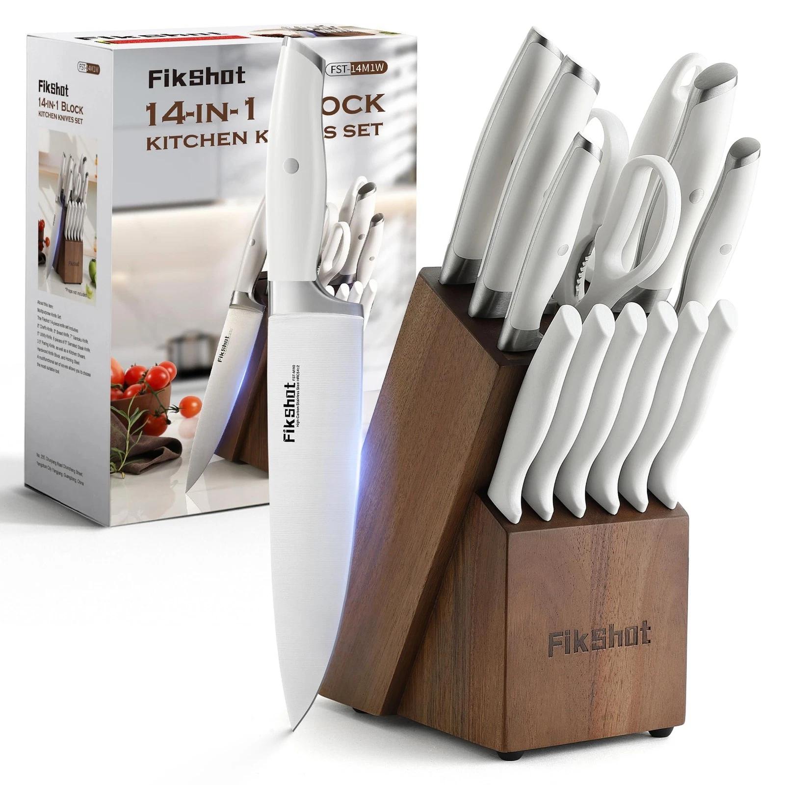 14-Piece Set – German High Carbon Stainless Steel, Professional Chef with Blo...