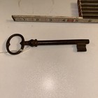 Antique Heart Bow Skeleton Gare Key 5.75" Large Heavy Forged Iron Rim Lock 1/269 — photo 1
