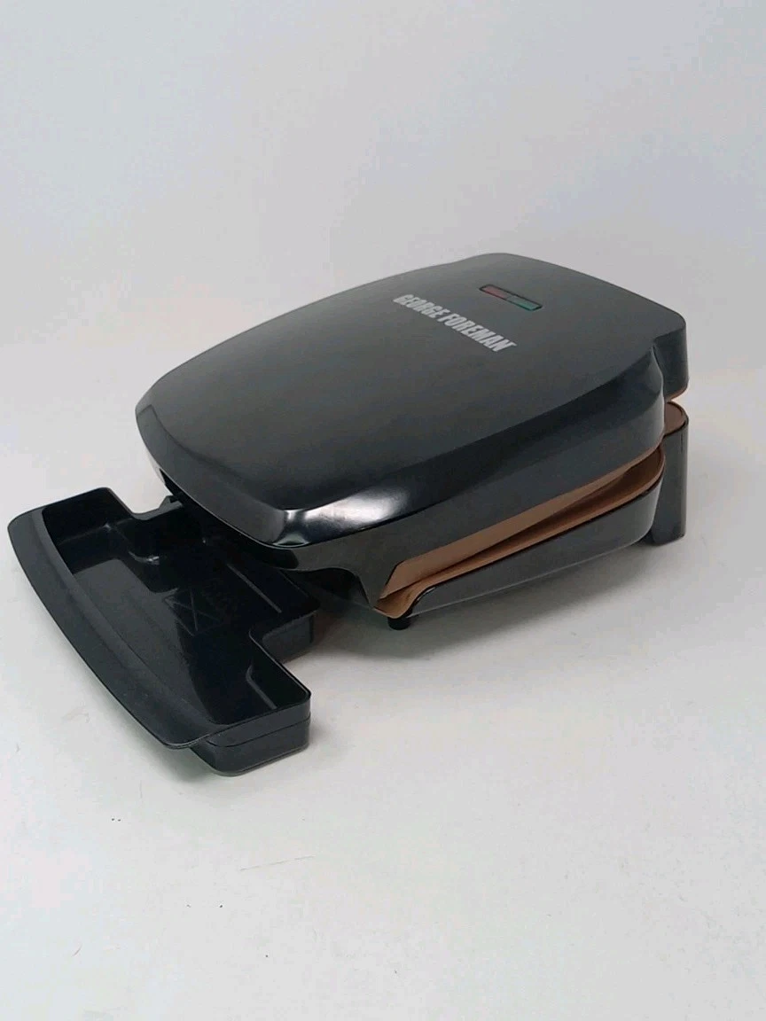 George Foreman 2 Serving Grill & Panini Nonstick Copper Infused Coating Open Box