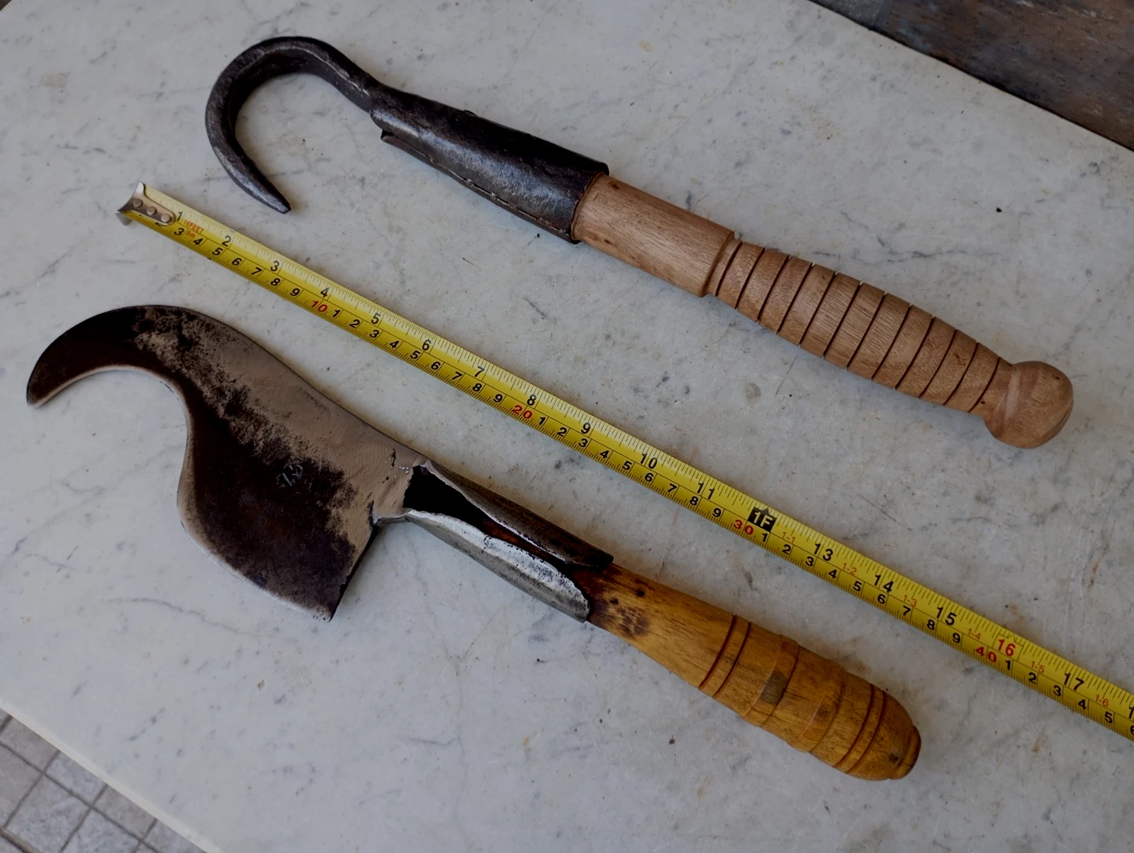 Vintage Lot Two (2) Farm Tools Brush Gaff Knife Pruning & Hook Tool Agricultural