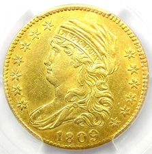 1809/8 Capped Bust Gold Half Eagle $5 Coin - Certified PCGS AU Details - Rare!