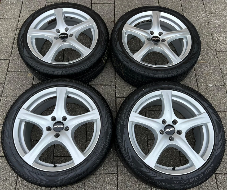 4 ALU 18" WINTERRÄDER PEUGEOT 407 508 RHX 225/45R18 95V RDKS NOKIAN FREIHAUS - Bild 2 von 4
