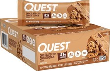 Quest Protein Bars - Chocolate Chip Cookie Dough, 21g Protein, 12 Ct, Low Sugar