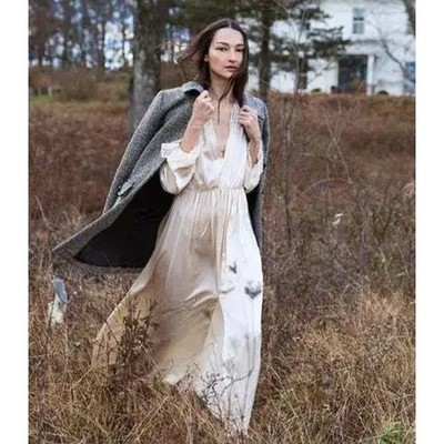 off white prom dress Long Off-White A-Line with Lace-Up Corset / 16 Make a stunning entrance _tab_ss-model-sizing 19 Bridal Shower Outfits Color:WALNUT